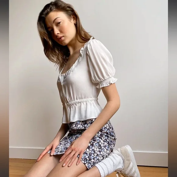 ❗️SOLD❗️ Sunday Best Off White Short Sleeve Embroidered Marisol Blouse Size M - Picture 2 of 11